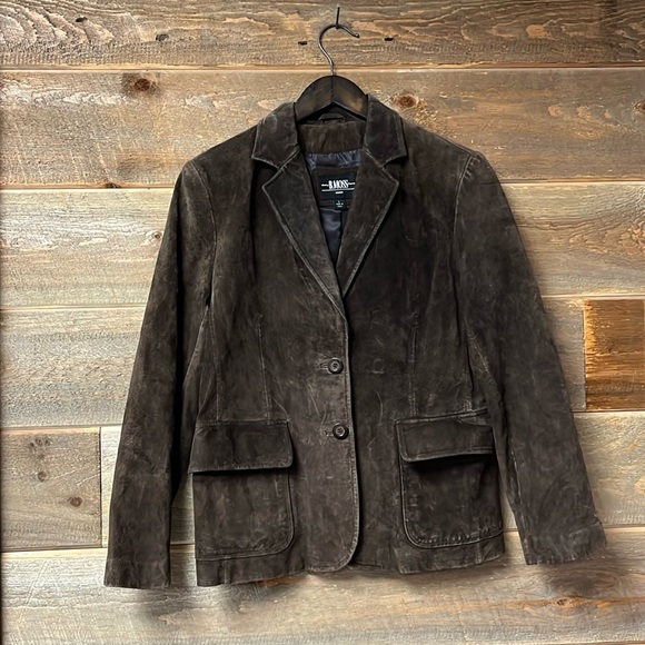 Vintage Jackets & Blazers - Vintage Chocolate Brown B Moss Suede Leather Jacket Size Large